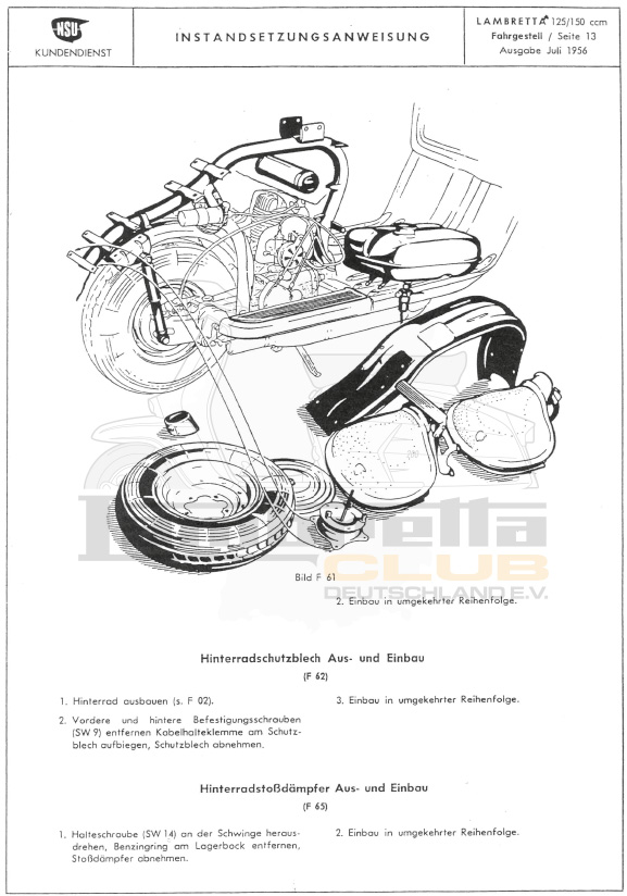 NSU Lambretta 125/150 ccm Reparaturanleitung >1955 
